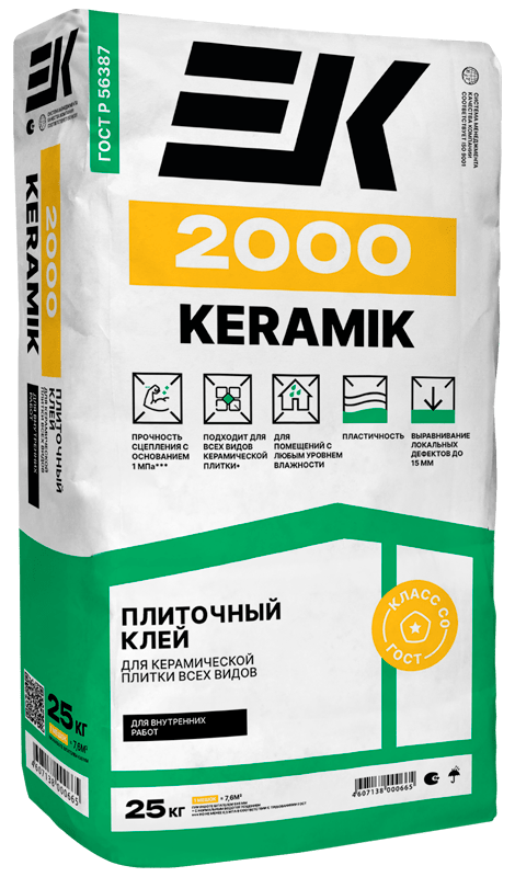 Клей "ЕК" 2000  плиточный  25кг, шт