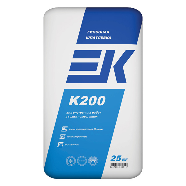 Шпатлевка "ЕК" К200 LINE гипсовая универсальная белая 20кг, шт