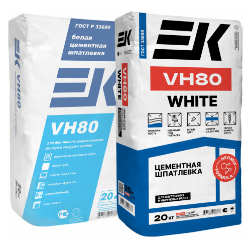 Шпатлевка "ЕК" VH80 цементная финишная белая 20кг, шт