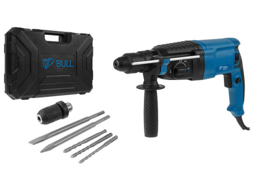 Перфоратор Bull BH 2602 (800 Вт, 3.0 Дж, 4 реж.)кейс + (2 зубила, 3 сверла)